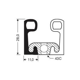 Deurrubber koelcel 28x11 mm